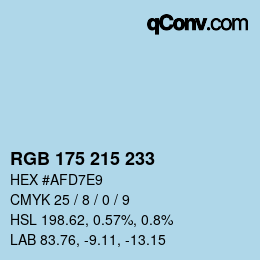 Color code: RGB 175 215 233 | qconv.com