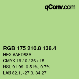 カラーコード: RGB 175 216.8 138.4 | qconv.com