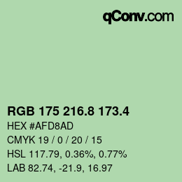 カラーコード: RGB 175 216.8 173.4 | qconv.com