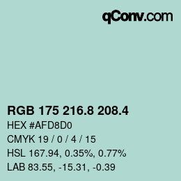 カラーコード: RGB 175 216.8 208.4 | qconv.com