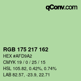 Color code: RGB 175 217 162 | qconv.com