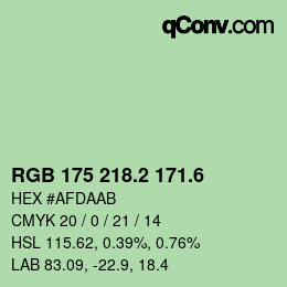 カラーコード: RGB 175 218.2 171.6 | qconv.com