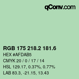 カラーコード: RGB 175 218.2 181.6 | qconv.com