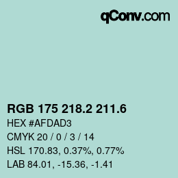 カラーコード: RGB 175 218.2 211.6 | qconv.com