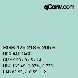 カラーコード: RGB 175 218.6 206.6 | qconv.com