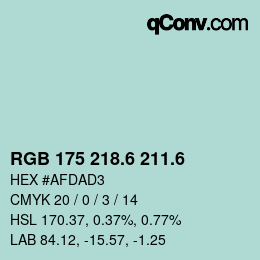 カラーコード: RGB 175 218.6 211.6 | qconv.com