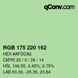 Color code: RGB 175 220 162 | qconv.com
