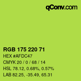 Color code: RGB 175 220 71 | qconv.com