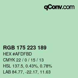 颜色代码: RGB 175 223 189 | qconv.com