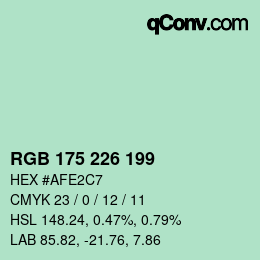Color code: RGB 175 226 199 | qconv.com