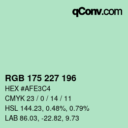 Código de color: RGB 175 227 196 | qconv.com