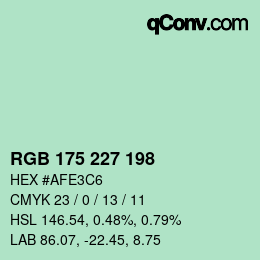 Color code: RGB 175 227 198 | qconv.com