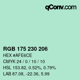 颜色代码: RGB 175 230 206 | qconv.com