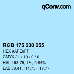 Color code: RGB 175 230 255 | qconv.com