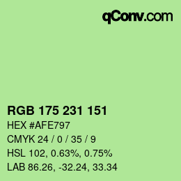 Color code: RGB 175 231 151 | qconv.com