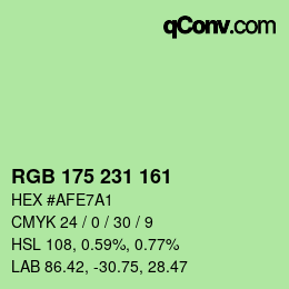 Color code: RGB 175 231 161 | qconv.com