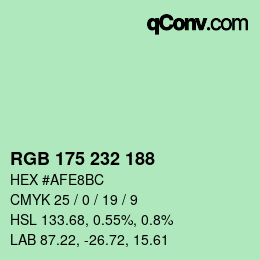 Color code: RGB 175 232 188 | qconv.com