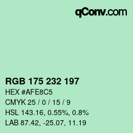 Color code: RGB 175 232 197 | qconv.com