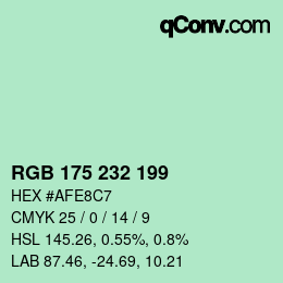 Color code: RGB 175 232 199 | qconv.com