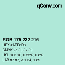 Color code: RGB 175 232 216 | qconv.com