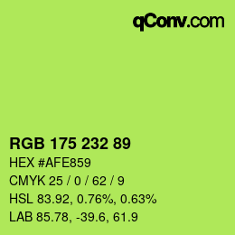 Color code: RGB 175 232 89 | qconv.com