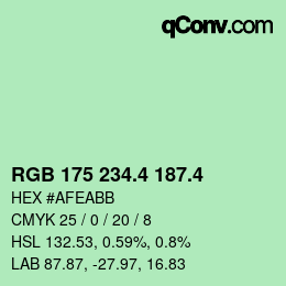 カラーコード: RGB 175 234.4 187.4 | qconv.com