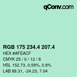 カラーコード: RGB 175 234.4 207.4 | qconv.com