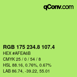 カラーコード: RGB 175 234.8 107.4 | qconv.com