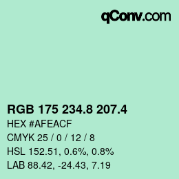 カラーコード: RGB 175 234.8 207.4 | qconv.com