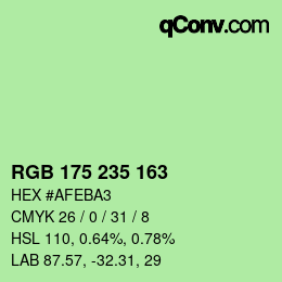 Color code: RGB 175 235 163 | qconv.com