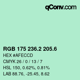 カラーコード: RGB 175 236.2 205.6 | qconv.com