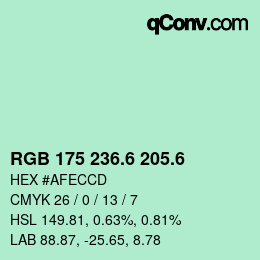 カラーコード: RGB 175 236.6 205.6 | qconv.com