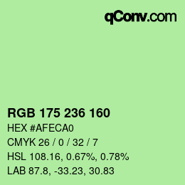 Color code: RGB 175 236 160 | qconv.com
