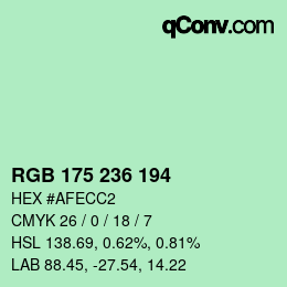 Código de color: RGB 175 236 194 | qconv.com