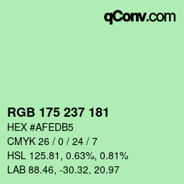 Color code: RGB 175 237 181 | qconv.com