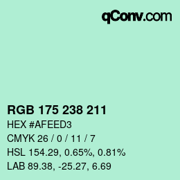 Color code: RGB 175 238 211 | qconv.com