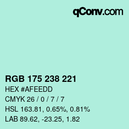 Color code: RGB 175 238 221 | qconv.com