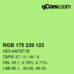 Color code: RGB 175 239 123 | qconv.com