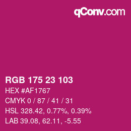 カラーコード: RGB 175 23 103 | qconv.com