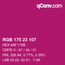 Color code: RGB 175 23 107 | qconv.com