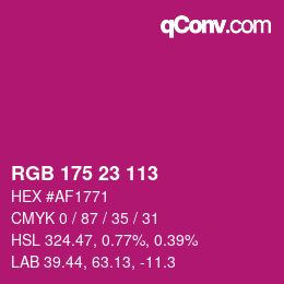 Color code: RGB 175 23 113 | qconv.com