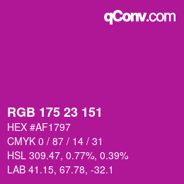 Color code: RGB 175 23 151 | qconv.com