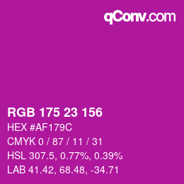 カラーコード: RGB 175 23 156 | qconv.com