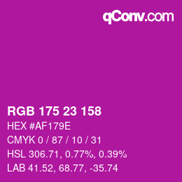 Color code: RGB 175 23 158 | qconv.com