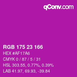 Color code: RGB 175 23 166 | qconv.com