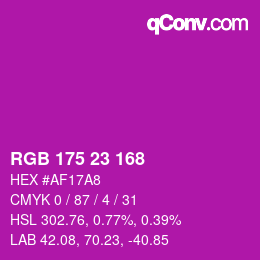 Color code: RGB 175 23 168 | qconv.com