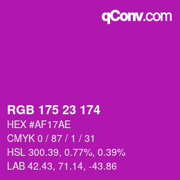 Color code: RGB 175 23 174 | qconv.com