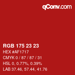 Color code: RGB 175 23 23 | qconv.com