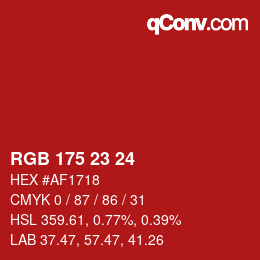Color code: RGB 175 23 24 | qconv.com