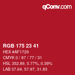 Color code: RGB 175 23 41 | qconv.com